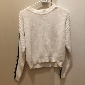 Forever 21 White Knit Sweater Open Arm Detailing